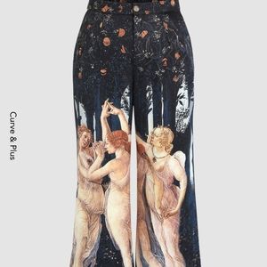 Renaissance print straight leg pants